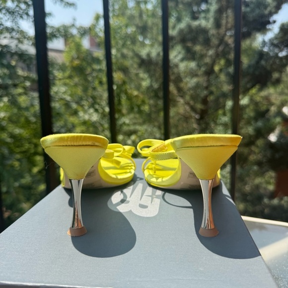 New Jeffrey Campbell Bow Bow Sandal Heels Pretty In Shoes Slip On Lime Green 7 - Picture 9 of 15